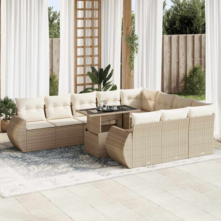 sofasæt til haven 11 dele med hynder polyrattan beige