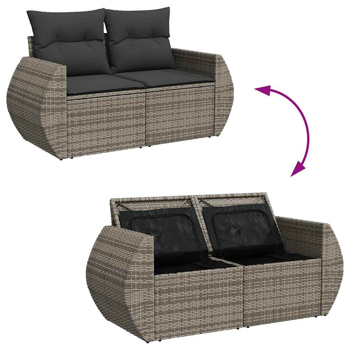 loungesæt til haven 11 dele med hynder polyrattan grå