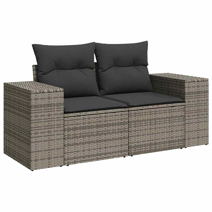 sofasæt 5 dele med hynder polyrattan grå