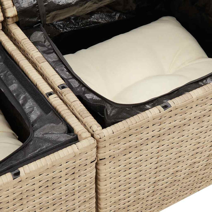 sofasæt til haven 7 dele med hynder polyrattan beige