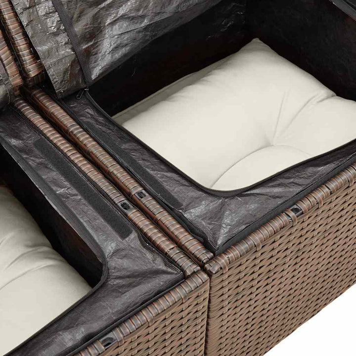 sofasæt til haven 7 dele med hynder polyrattan brun