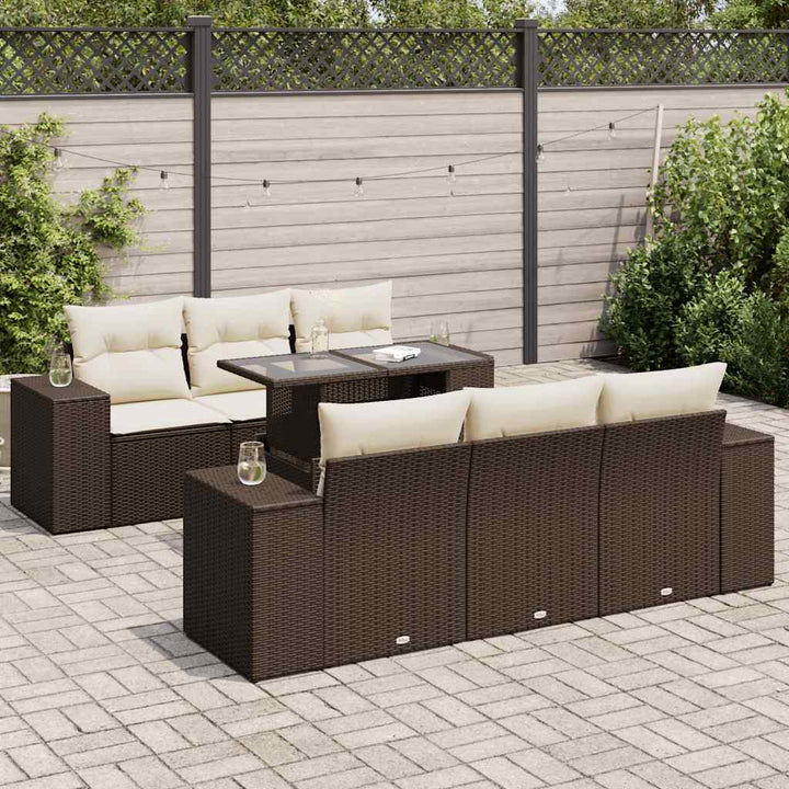 sofasæt til haven 7 dele med hynder polyrattan brun