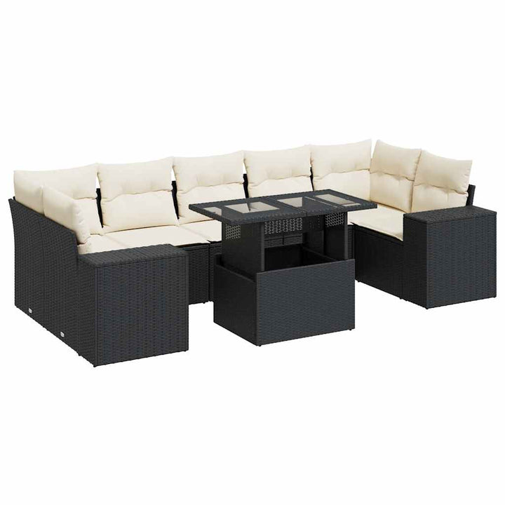 sofasæt til haven 8 dele med hynder polyrattan sort