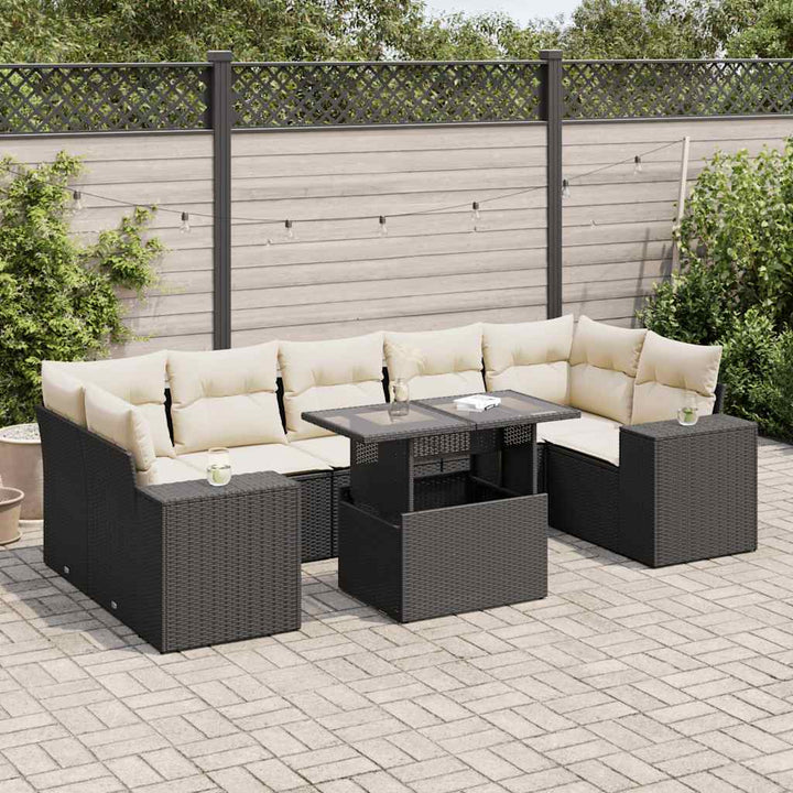 sofasæt til haven 8 dele med hynder polyrattan sort