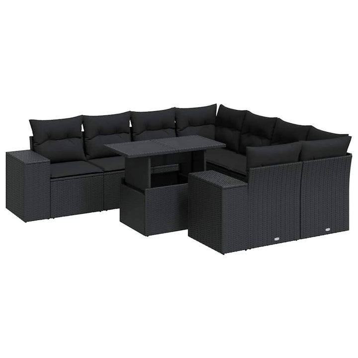 sofasæt til haven 9 dele med hynder polyrattan sort