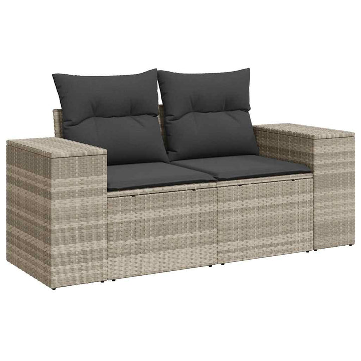 sofasæt 5 dele med hynder polyrattan lysegrå