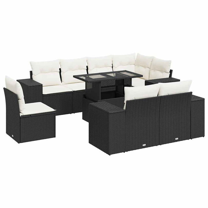 sofasæt til haven 9 dele med hynder polyrattan sort