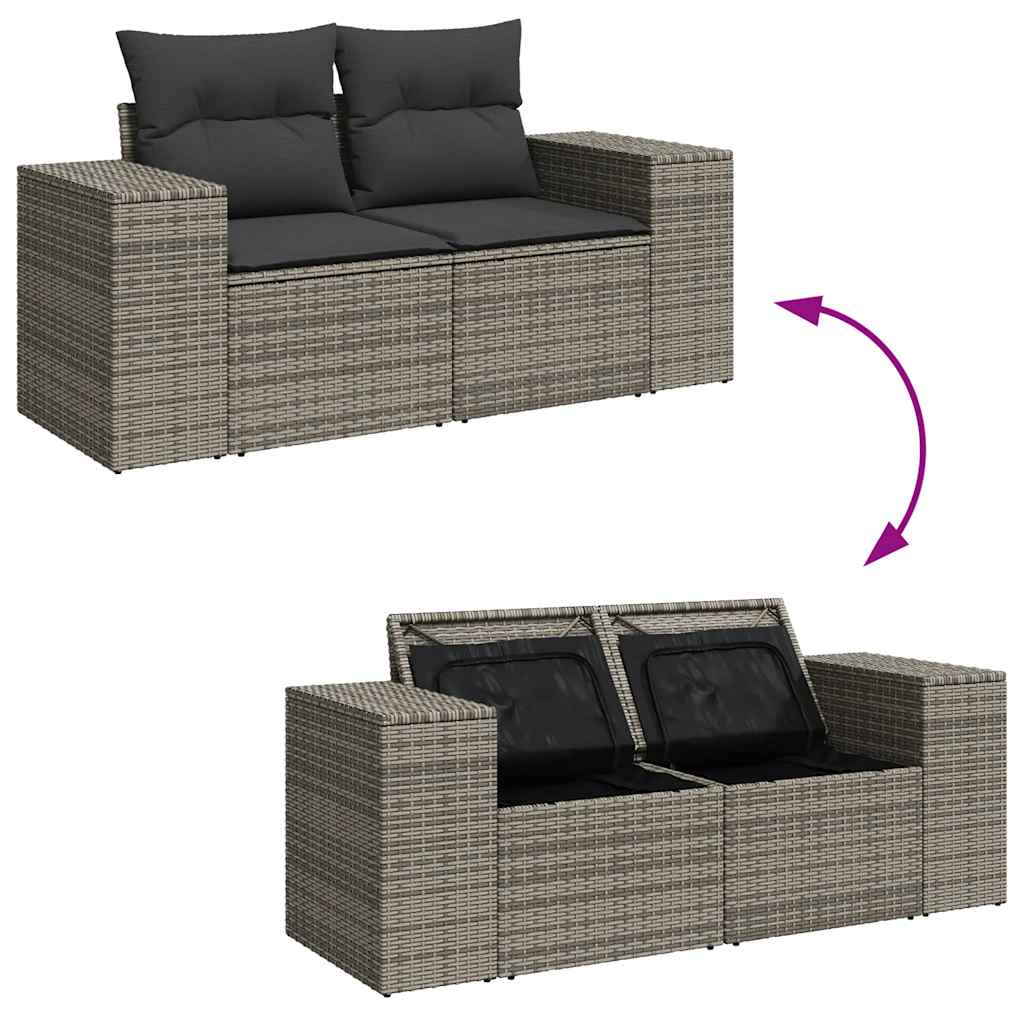 sofaesæt til haven 7 dele med hynder polyrattan grå