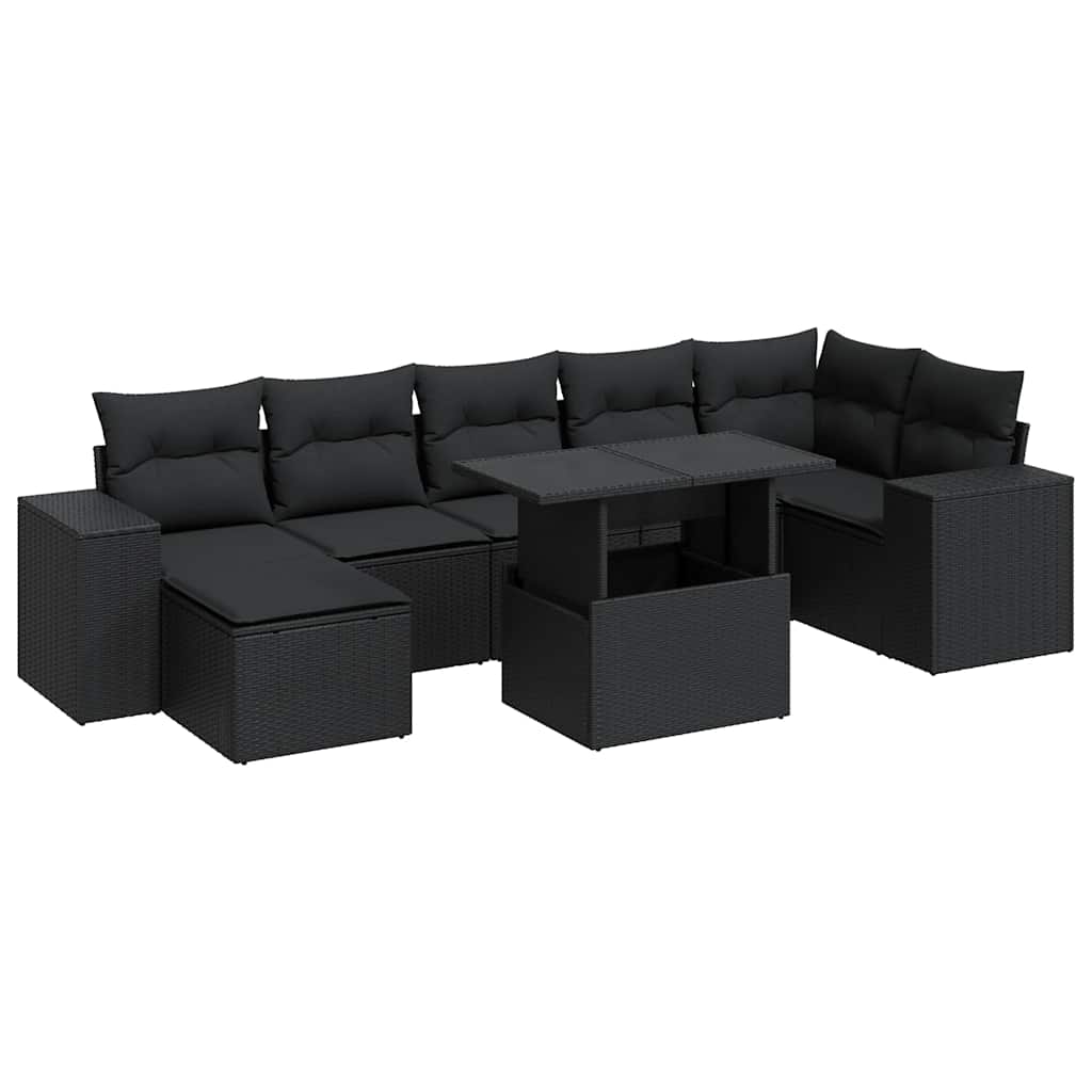 sofasæt til haven 8 dele med hynder polyrattan sort