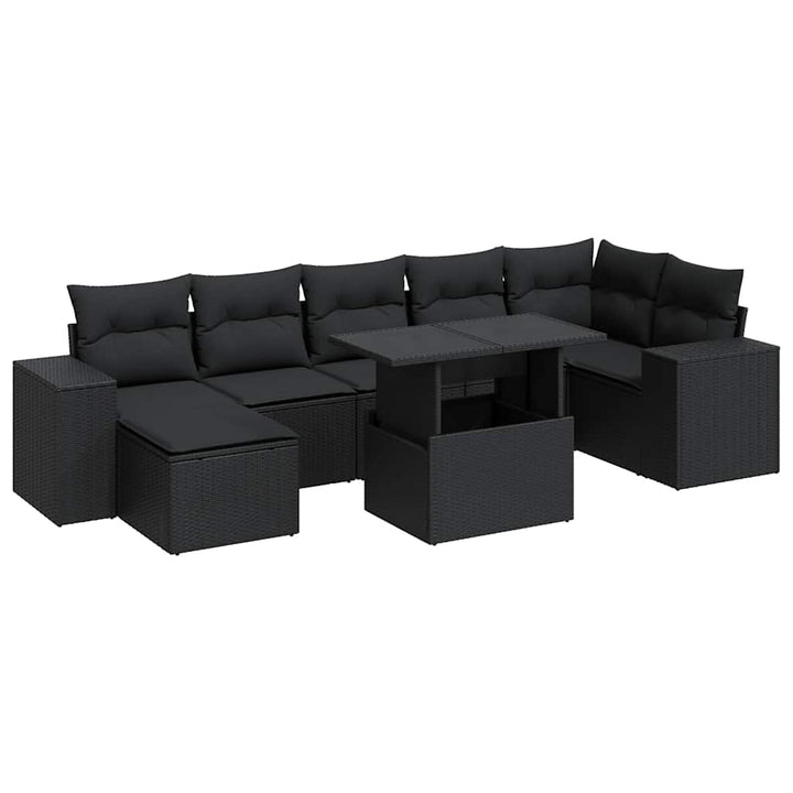 sofasæt til haven 8 dele med hynder polyrattan sort