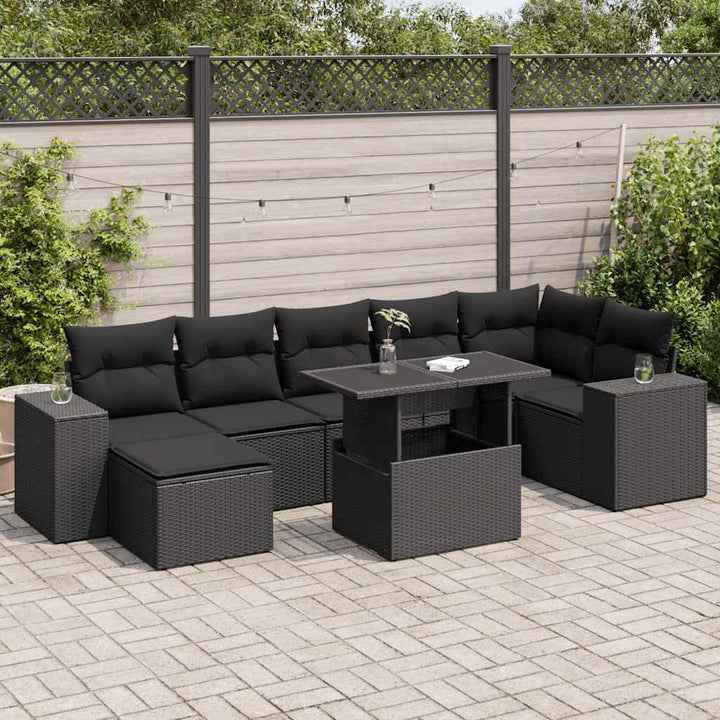 sofasæt til haven 8 dele med hynder polyrattan sort