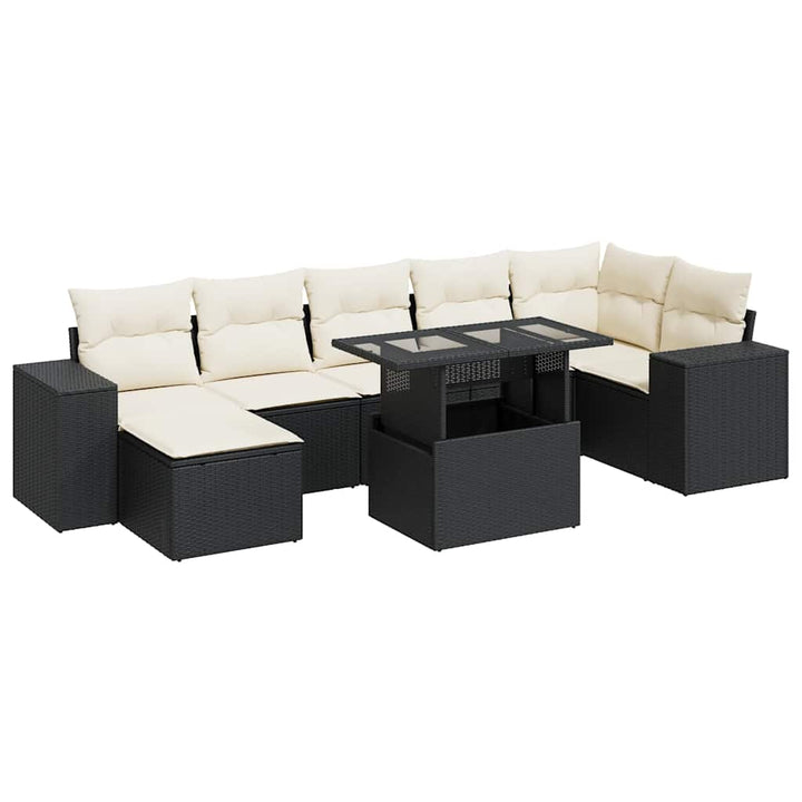 sofasæt til haven 8 dele med hynder polyrattan sort