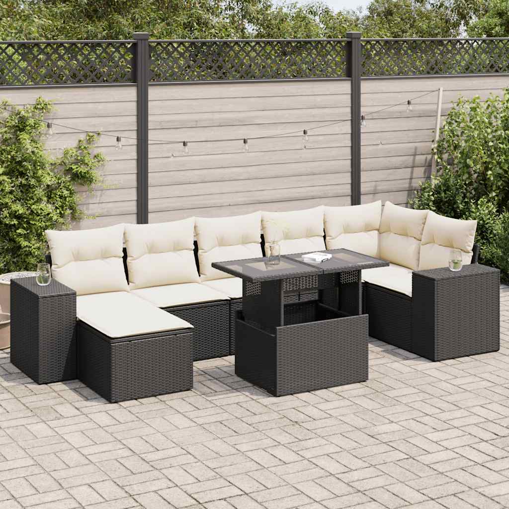 sofasæt til haven 8 dele med hynder polyrattan sort