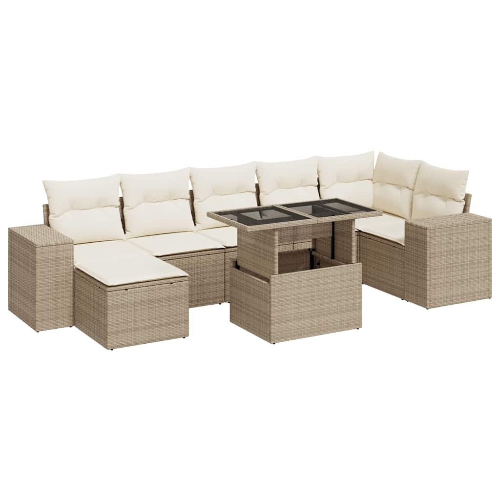 sofasæt til haven 8 dele med hynder polyrattan beige