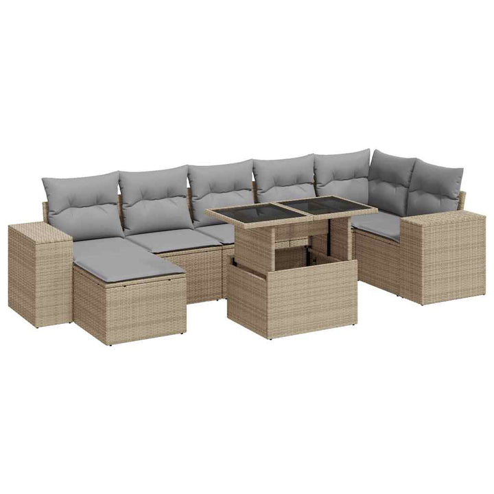sofasæt til haven 8 dele med hynder polyrattan beige