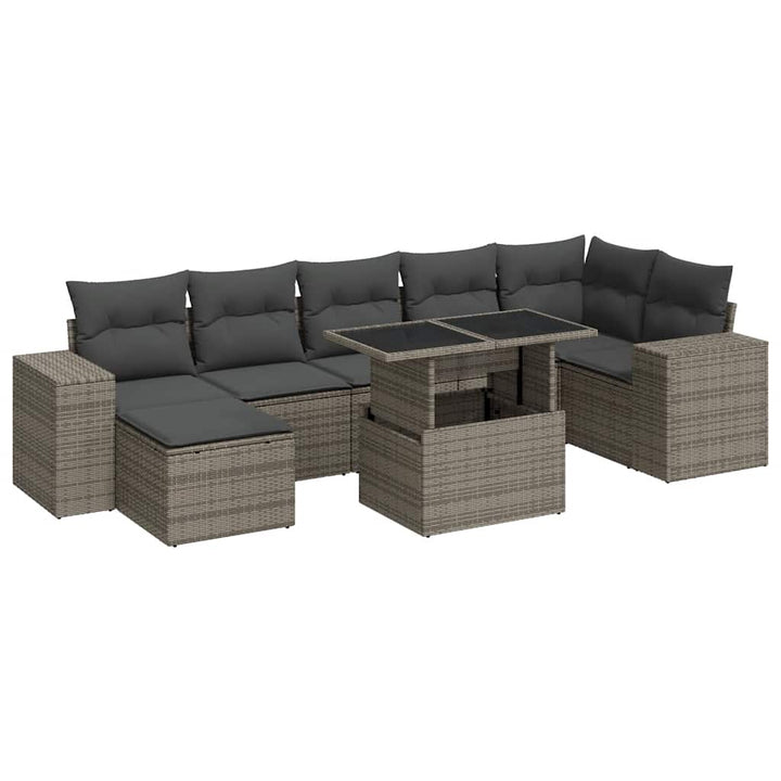 sofasæt til haven 8 dele med hynder polyrattan grå