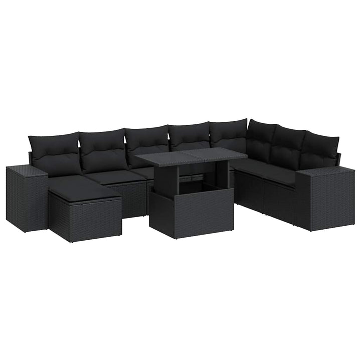 sofasæt til haven 9 dele med hynder polyrattan sort
