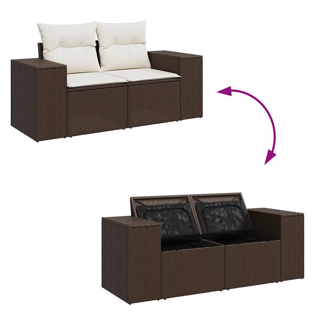 sofasæt til haven 9 dele med hynder polyrattan brun