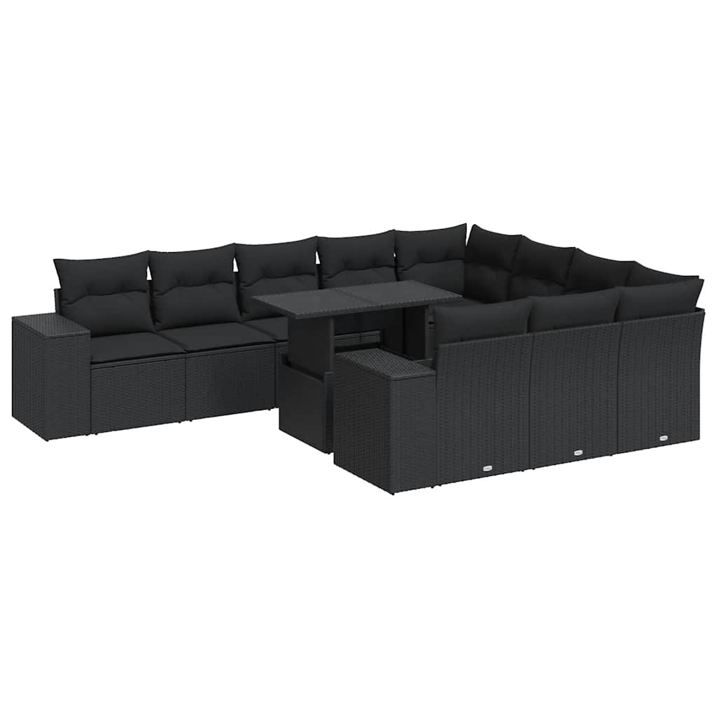 sofasæt til haven 11 dele med hynder polyrattan sort
