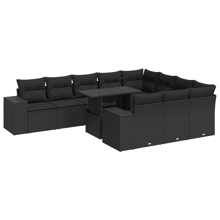 sofasæt til haven 11 dele med hynder polyrattan sort