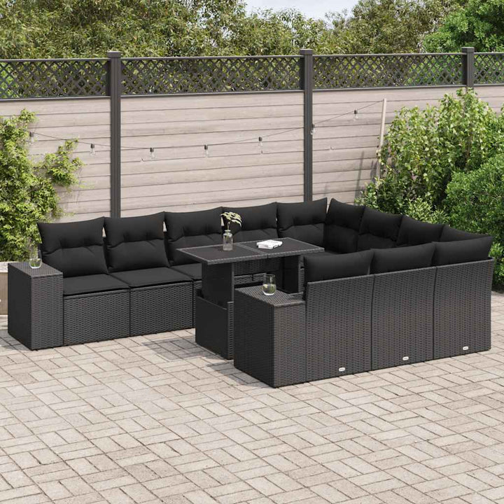 sofasæt til haven 11 dele med hynder polyrattan sort