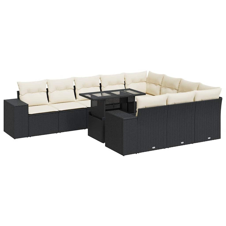 sofasæt til haven 11 dele med hynder polyrattan sort