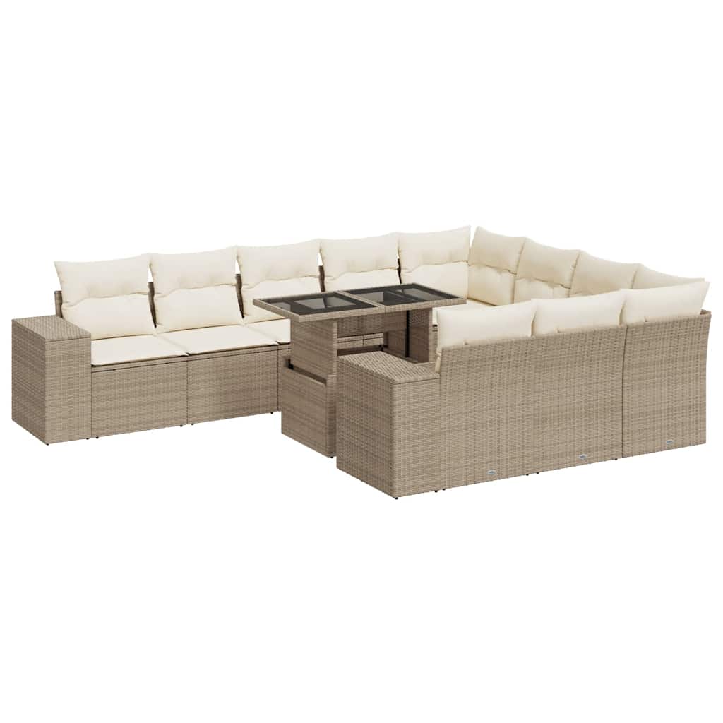 sofasæt til haven 11 dele med hynder polyrattan beige