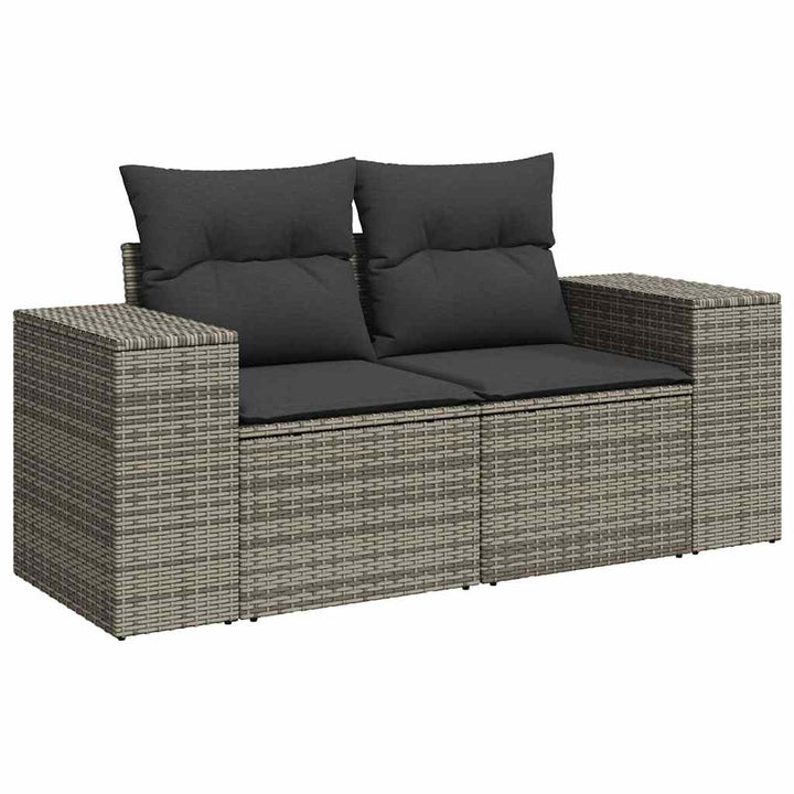 loungesæt til haven 11 dele med hynder polyrattan grå