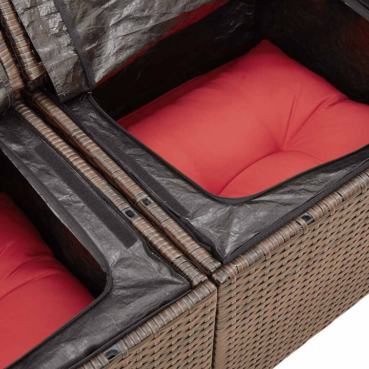 sofasæt til haven 11 dele med hynder polyrattan akacietræ brun