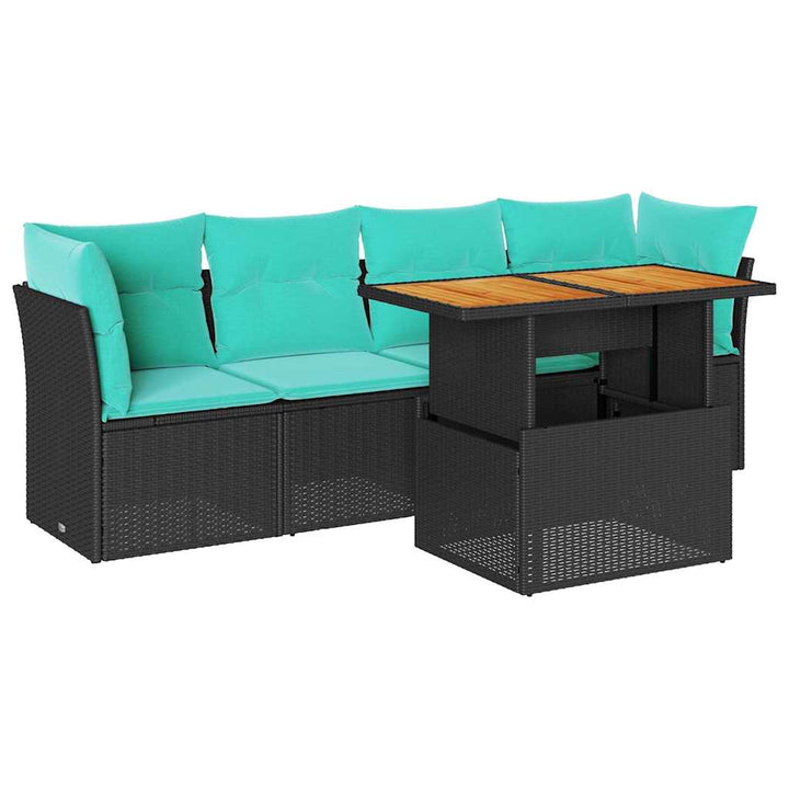 sofasæt til haven 5 dele med hynder polyrattan sort