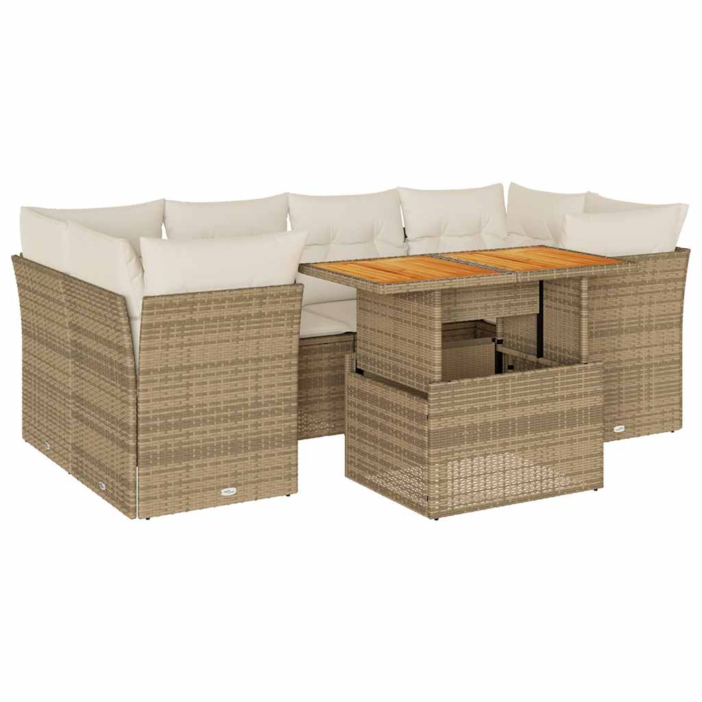sofasæt til haven 7 dele med hynder polyrattan beige