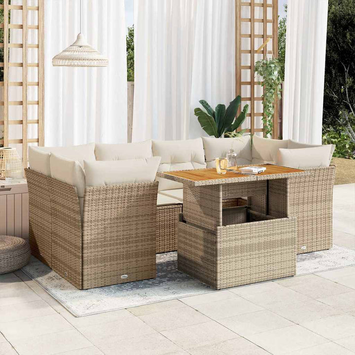 sofasæt til haven 7 dele med hynder polyrattan beige