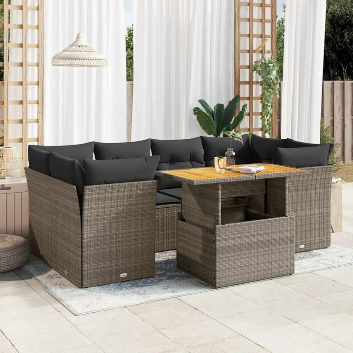 sofaesæt til haven 7 dele med hynder polyrattan grå