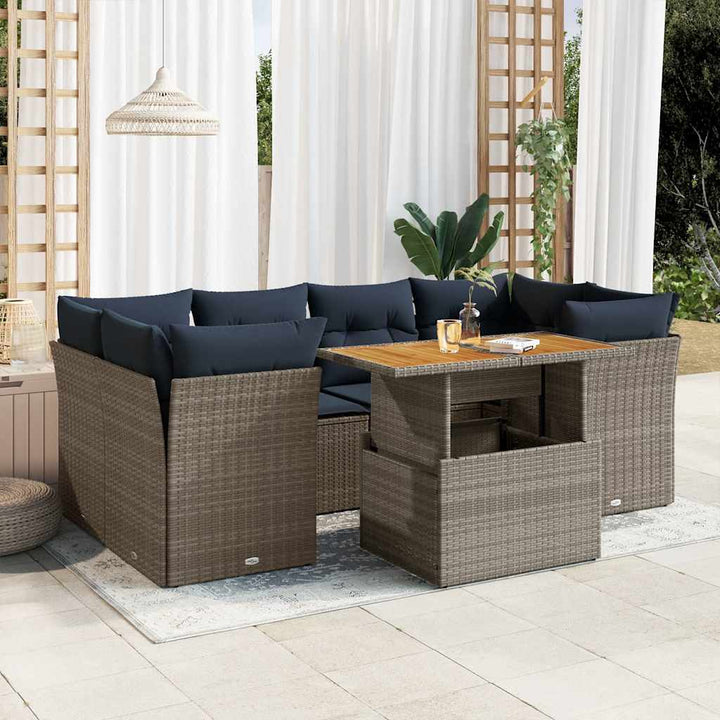 sofaesæt til haven 7 dele med hynder polyrattan grå