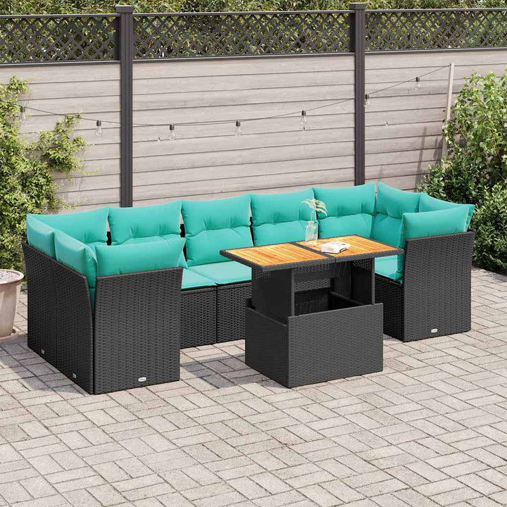 sofasæt til haven 8 dele med hynder polyrattan sort