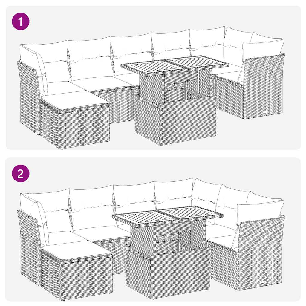 sofasæt til haven 8 dele med hynder polyrattan grå