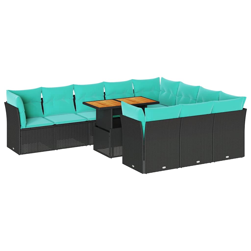 sofasæt til haven 11 dele med hynder polyrattan sort