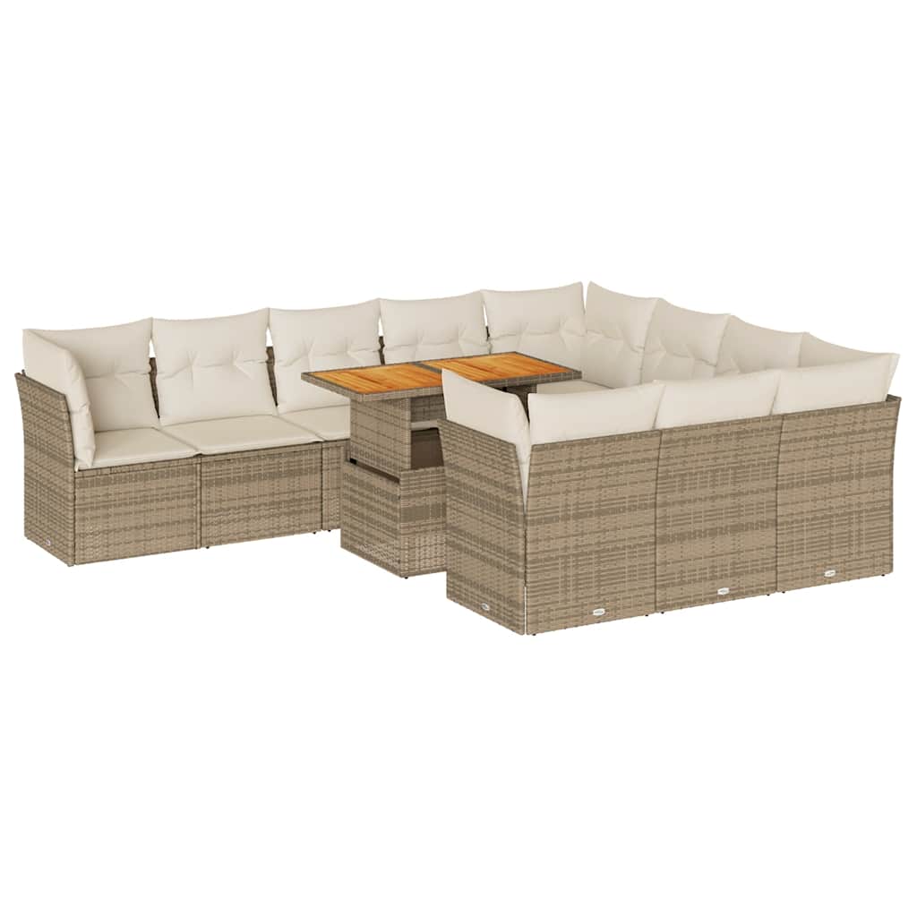 sofasæt til haven 11 dele med hynder polyrattan beige