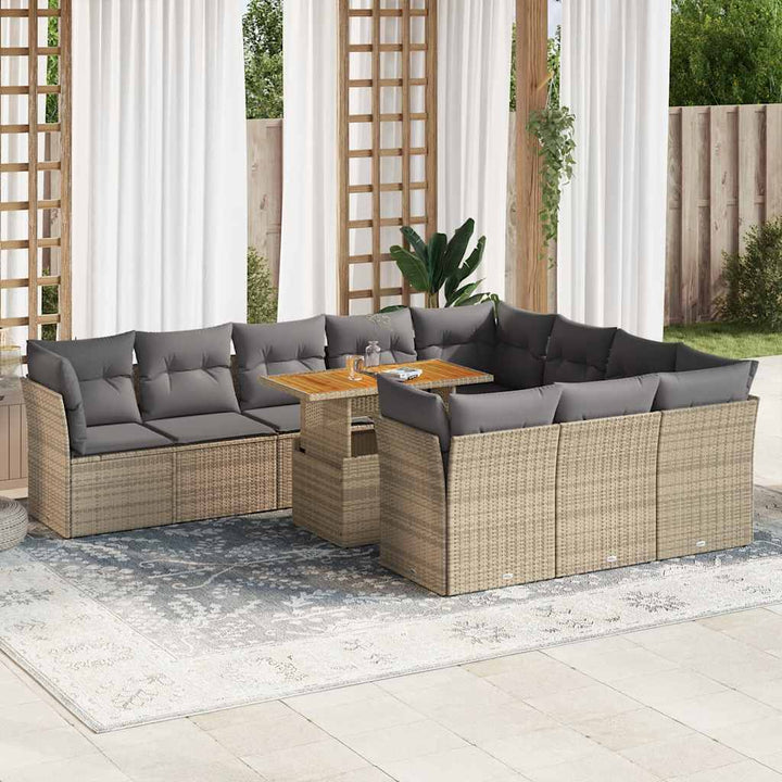 sofasæt til haven 11 dele med hynder polyrattan beige