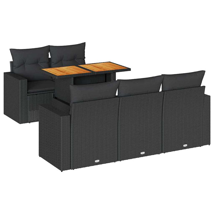 sofasæt til haven 6 dele med hynder polyrattan sort