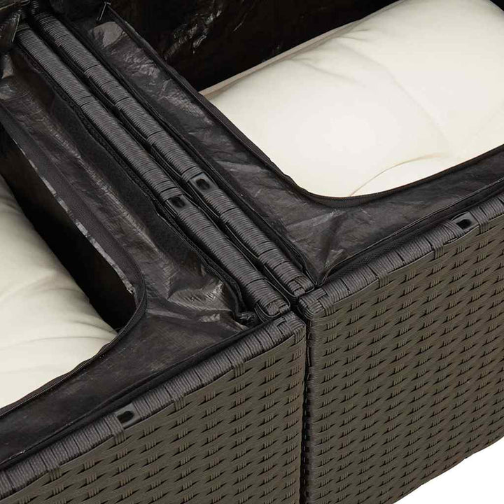 sofasæt til haven 7 dele med hynder polyrattan sort
