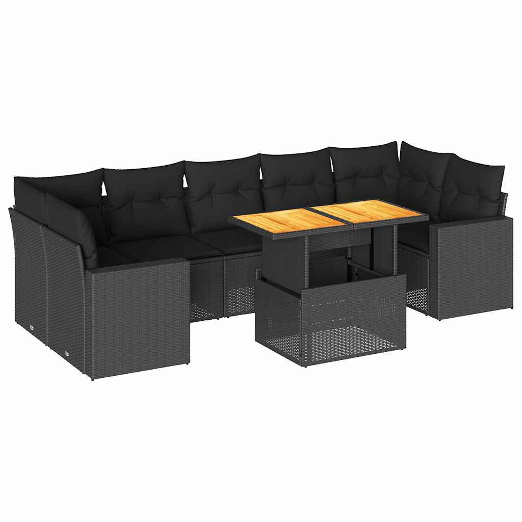 sofasæt til haven 8 dele med hynder polyrattan sort