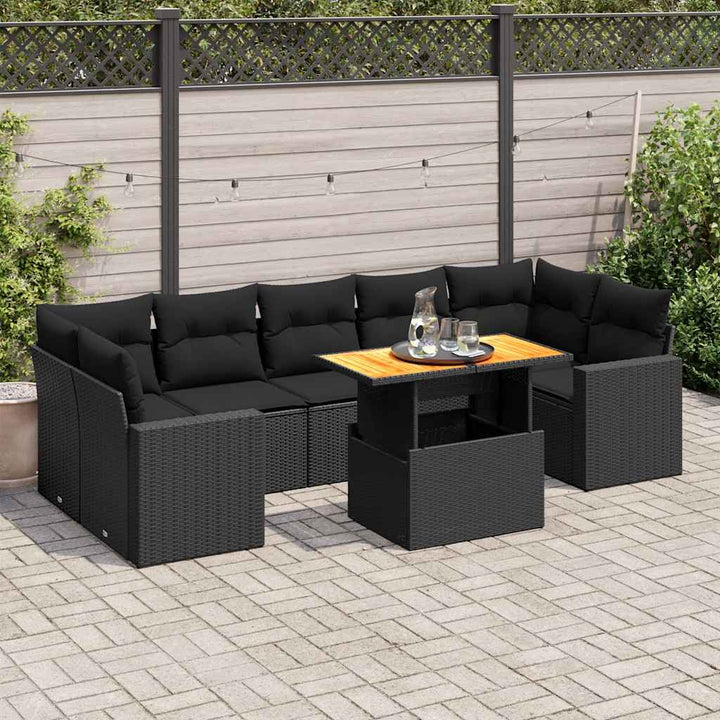 sofasæt til haven 8 dele med hynder polyrattan sort