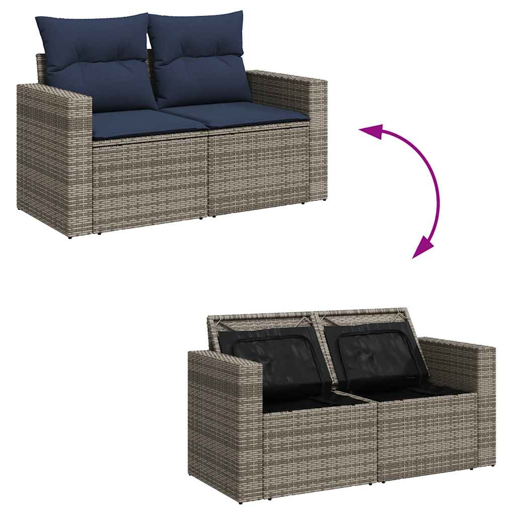 sofasæt til haven 8 dele med hynder polyrattan grå