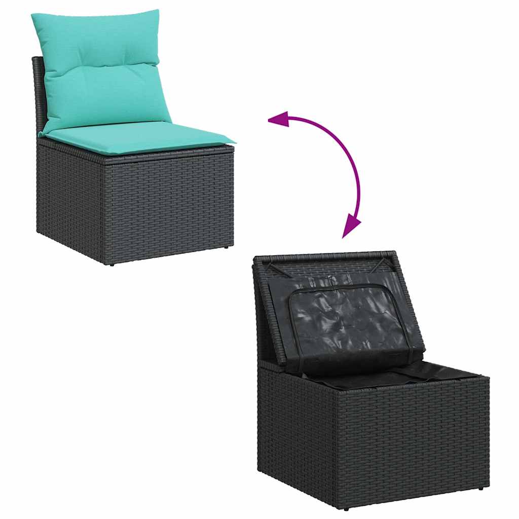 sofasæt til haven 9 dele med hynder polyrattan sort
