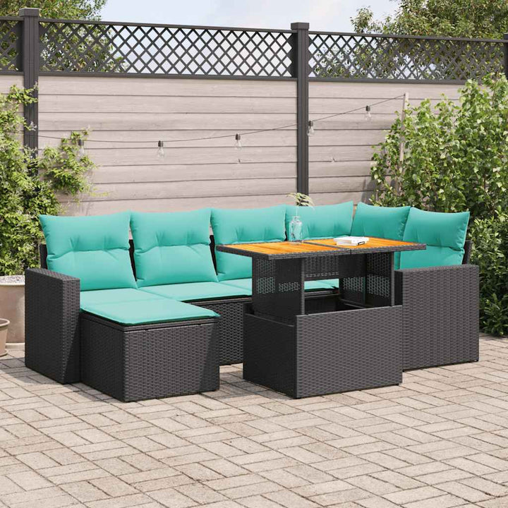 sofasæt til haven 7 dele med hynder polyrattan sort