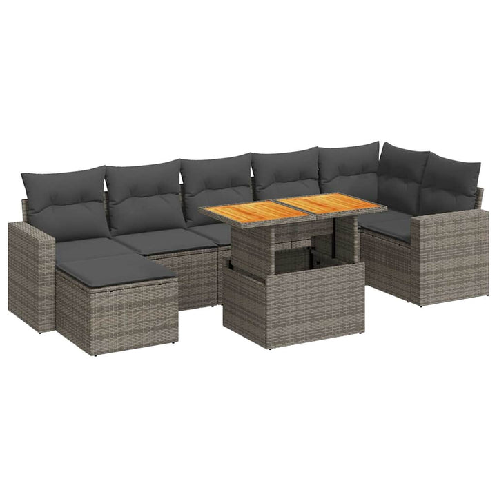 sofasæt til haven 8 dele med hynder polyrattan grå