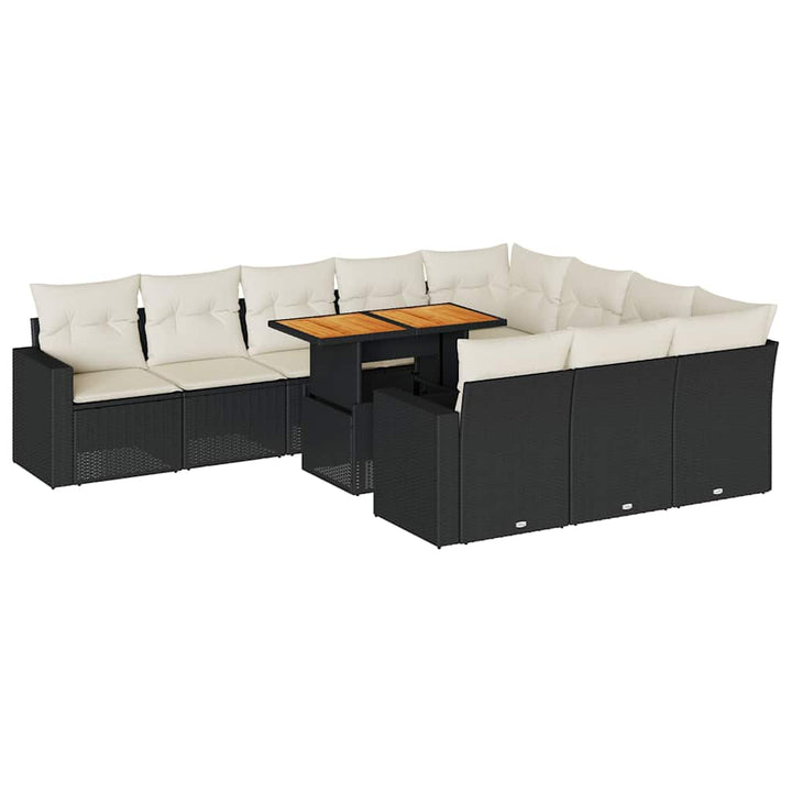 sofasæt til haven 11 dele med hynder polyrattan sort