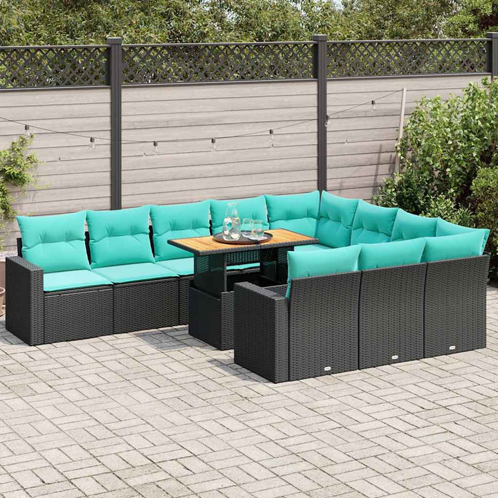 sofasæt til haven 11 dele med hynder polyrattan sort
