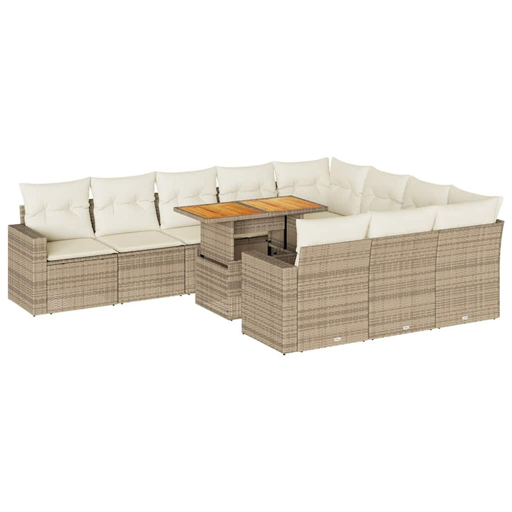 sofasæt til haven 11 dele med hynder polyrattan beige